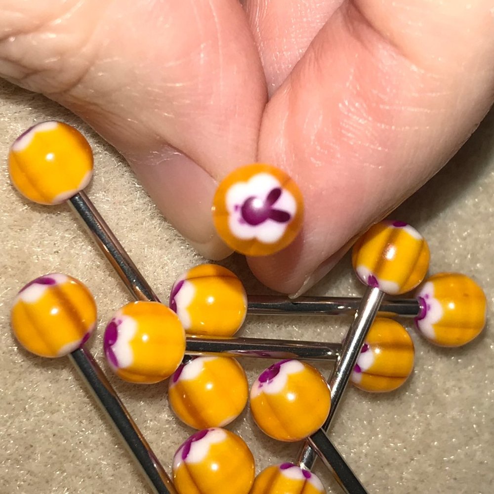 14 Gauge Orange Bunny Tongue Rings